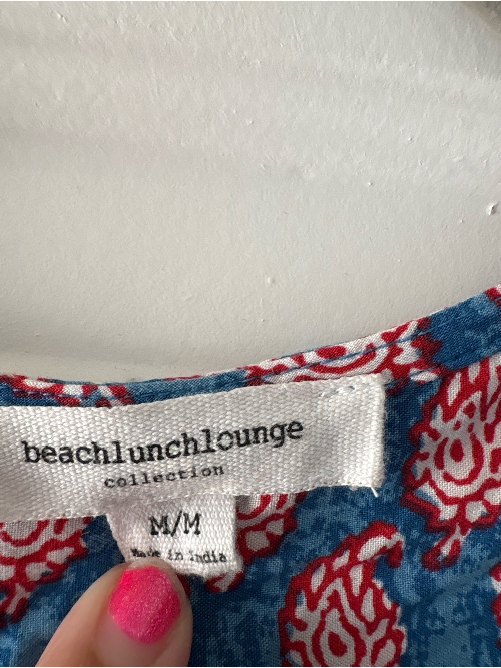 BeachLunchLounge Blue & red paisley print maxi dress with tassel detail, size M - Picture 4 of 7